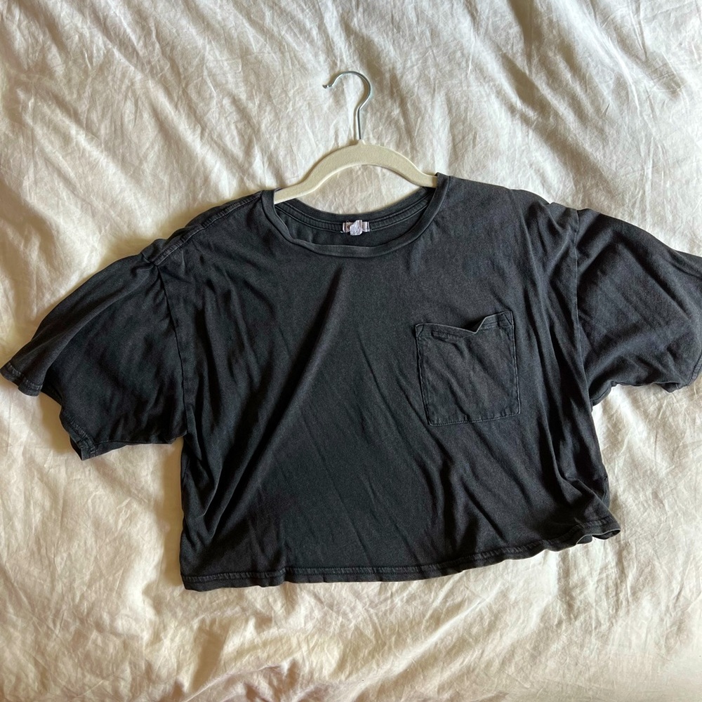 Garage crop top tee loose boyfriend style material womens size medium gray